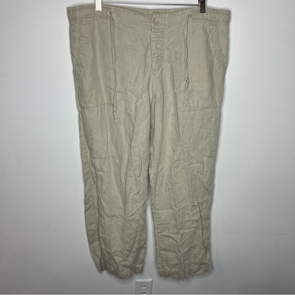 Aqua Toscano 100% linen wide leg pants tan‎ size XL